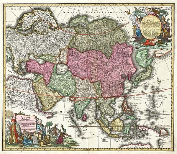 46-Asia and Asia Map By Matthaus Seutter