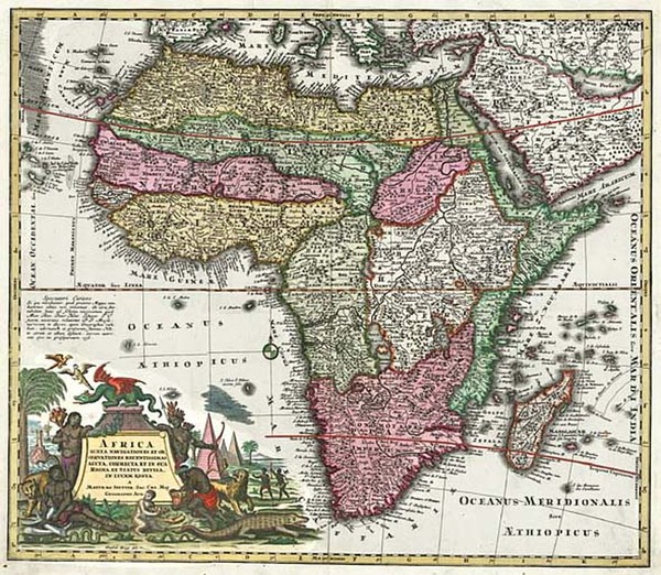 48-Africa and Africa Map By Matthaus Seutter