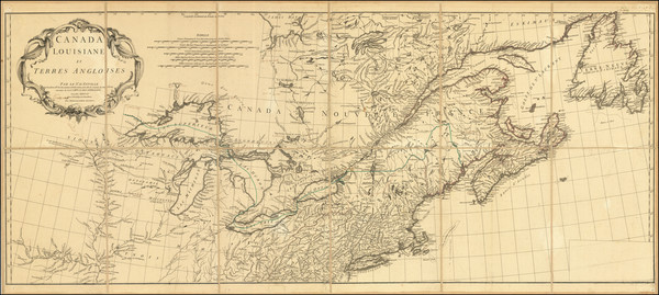 82-Canada, Eastern Canada and Western Canada Map By Jean-Baptiste Bourguignon d'Anville