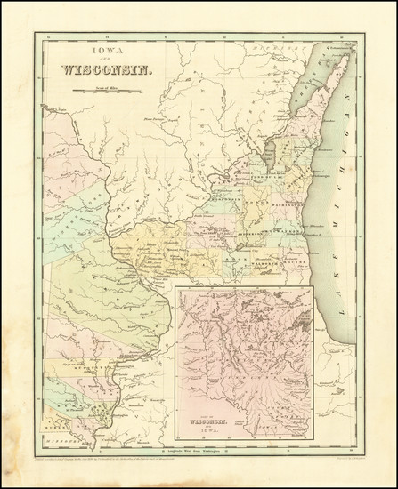 26-Midwest, Wisconsin, Plains and Iowa Map By Thomas Gamaliel Bradford