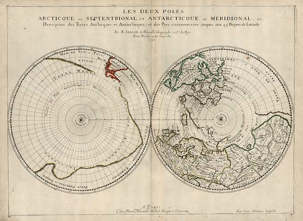 83-World, World, Polar Maps and Canada Map By Nicolas Sanson