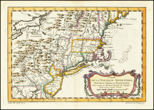 60-New England, Massachusetts, New York State, Mid-Atlantic and Pennsylvania Map By Jacques Nicola