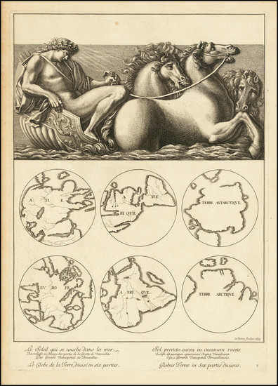 55-World, Polar Maps and Curiosities Map By Pierre Le Pautre