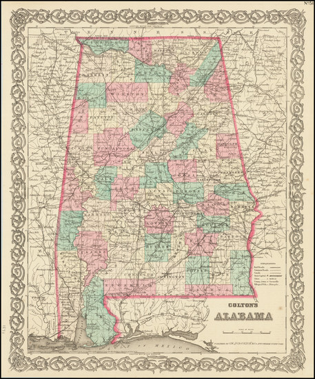 81-Alabama Map By Joseph Hutchins Colton