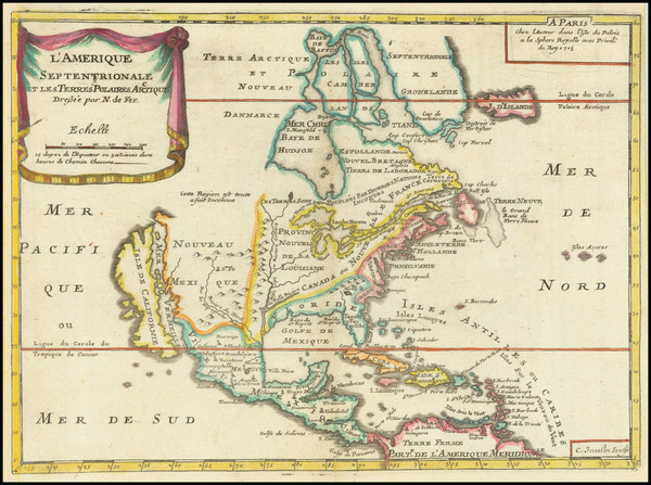 11-North America and California as an Island Map By Nicolas de Fer