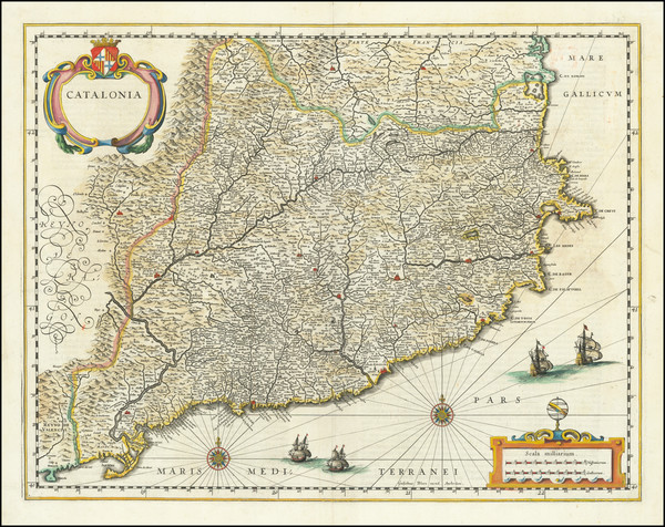 58-Catalonia Map By Willem Janszoon Blaeu