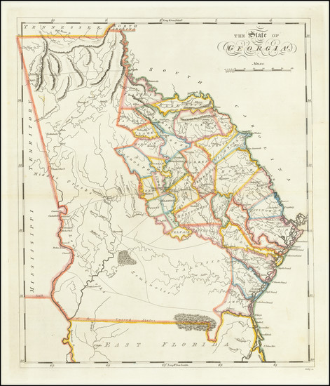 45-Georgia Map By Mathew Carey