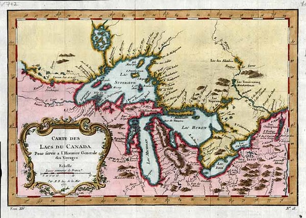 71-Midwest and Canada Map By Jacques Nicolas Bellin