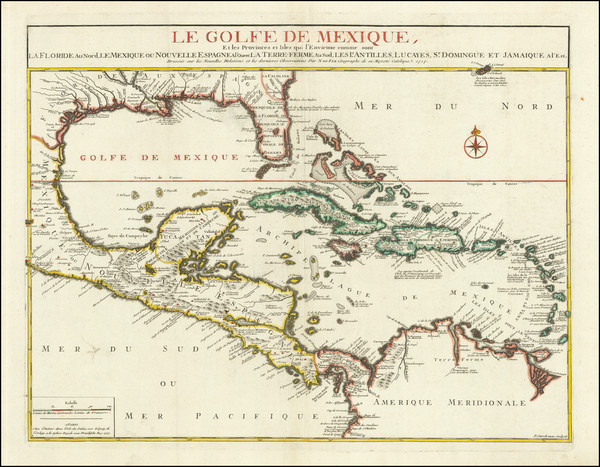 0-Florida, South, Texas and Caribbean Map By Nicolas de Fer