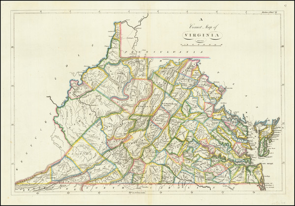 93-West Virginia and Virginia Map By Mathew Carey