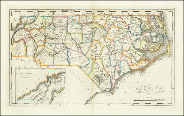 44-North Carolina Map By Mathew Carey