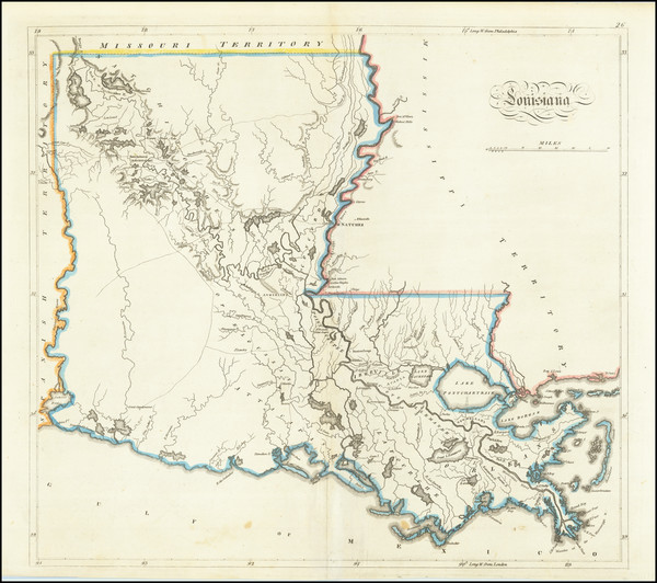 83-Louisiana Map By Mathew Carey