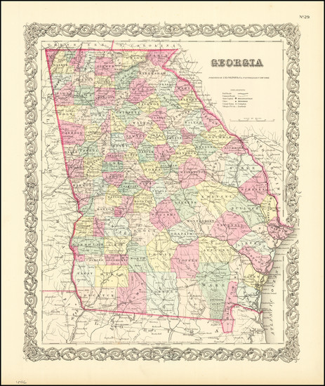 12-Georgia Map By Joseph Hutchins Colton