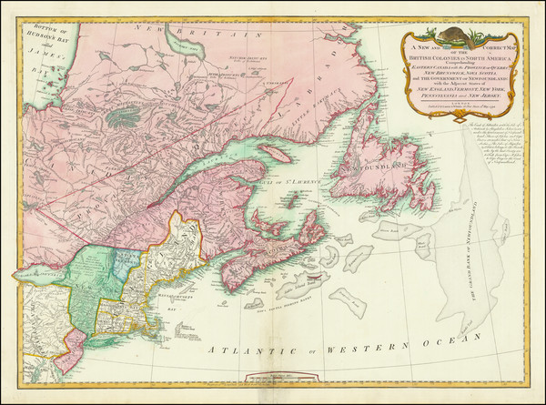 4-New England, Maine, Massachusetts and Eastern Canada Map By Laurie & Whittle