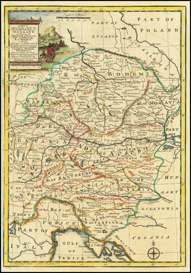 21-Austria, Czech Republic & Slovakia and Süddeutschland Map By Emanuel Bowen