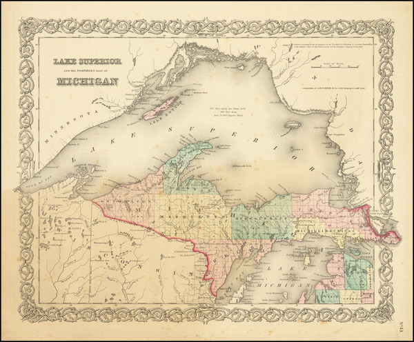 81-Michigan Map By Joseph Hutchins Colton