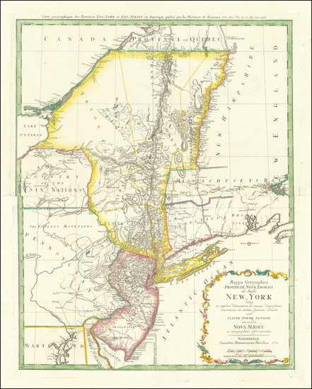 36-New England, New York State, Mid-Atlantic and American Revolution Map By Homann Heirs / Claude 