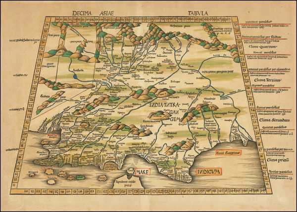 52-India and Central Asia & Caucasus Map By Martin Waldseemüller