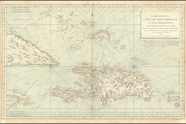 34-Cuba, Hispaniola, Puerto Rico and Bahamas Map By Depot de la Marine