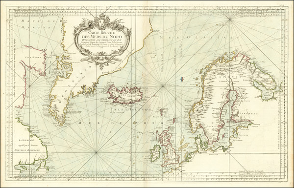 99-Polar Maps, Atlantic Ocean, Scandinavia and Eastern Canada Map By Jacques Nicolas Bellin