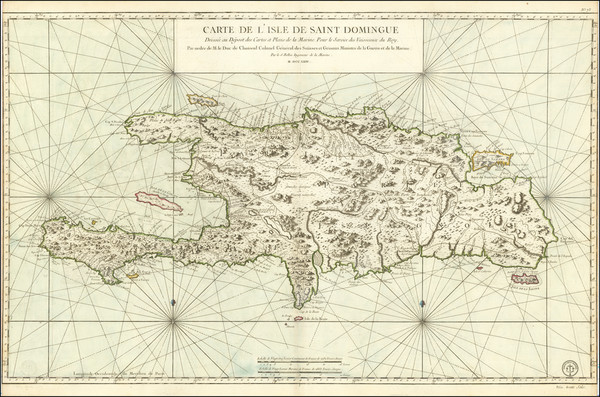 74-Hispaniola Map By Jacques Nicolas Bellin