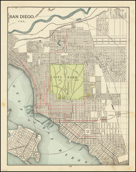 96-San Diego Map By George F. Cram