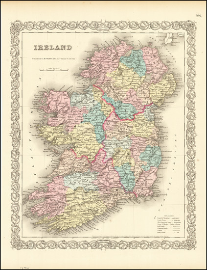 3-Ireland Map By Joseph Hutchins Colton