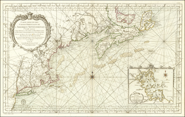 0-New England, Massachusetts, Boston and Canada Map By Jacques Nicolas Bellin