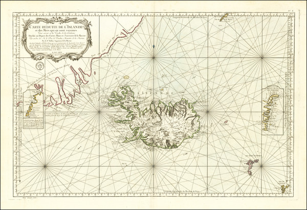 4-Atlantic Ocean and Iceland Map By Jacques Nicolas Bellin