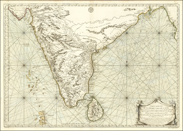 90-India Map By Jacques Nicolas Bellin