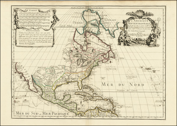 1-North America and California Map By Guillaume De L'Isle