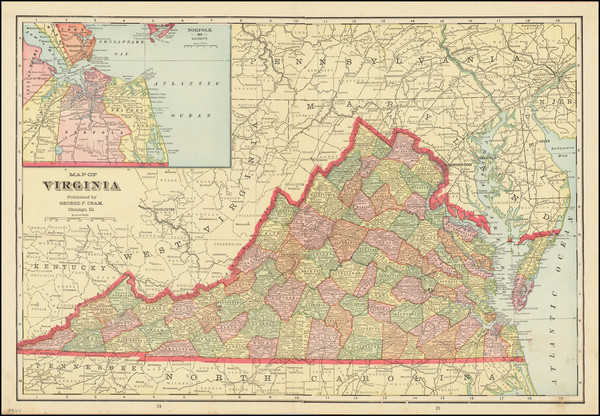 5-Virginia Map By George F. Cram