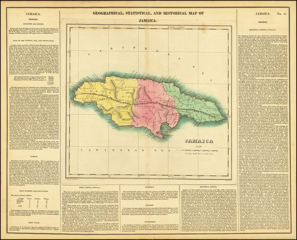 86-Jamaica Map By Henry Charles Carey  &  Isaac Lea