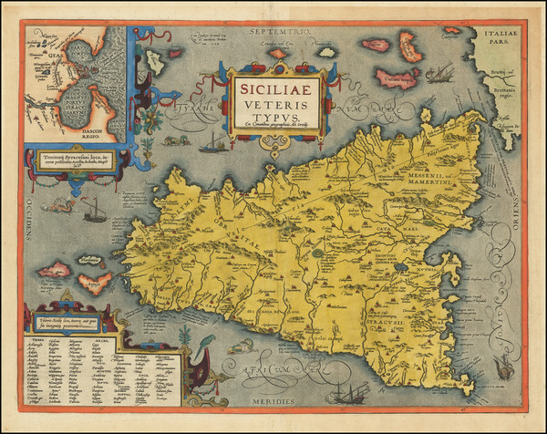 8-Sicily Map By Abraham Ortelius