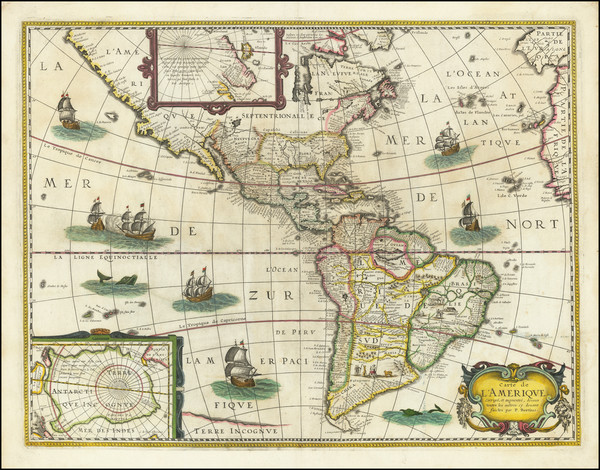 3-America Map By Melchior Tavernier / Petrus Bertius