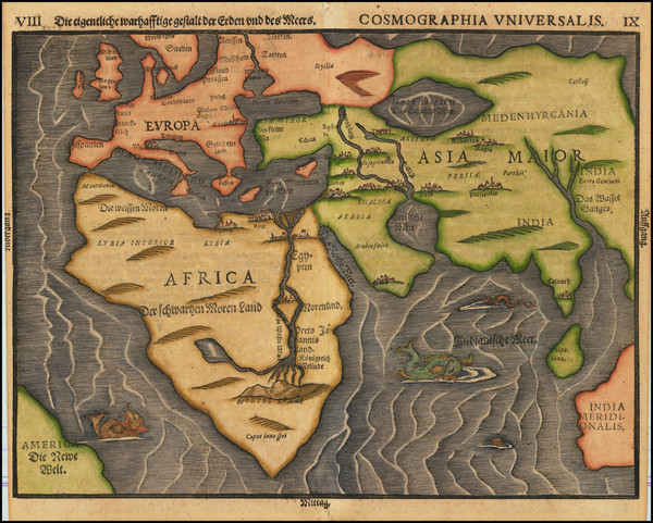 47-World, Eastern Hemisphere, Europe, Asia, Africa and Australia Map By Heinrich Bunting