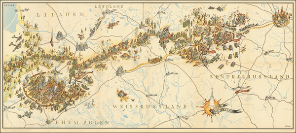 82-World War II Map By L. Allu (?) / Wehrmacht-Propaganda