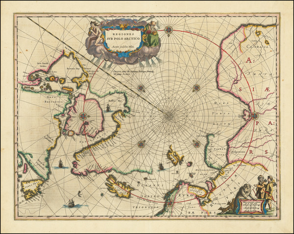 79-Polar Maps and Canada Map By Willem Janszoon Blaeu