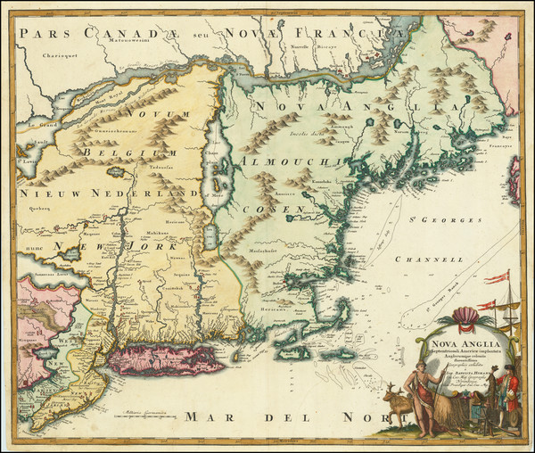 24-New England, New York State and Mid-Atlantic Map By Johann Baptist Homann