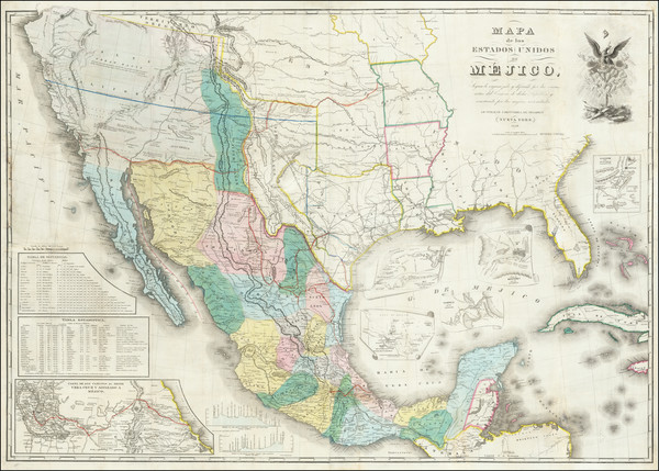 31-Texas, Southwest, Rocky Mountains, Mexico and California Map By John Disturnell