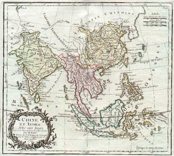 59-Asia, China, India, Southeast Asia and Philippines Map By Louis Brion de la Tour