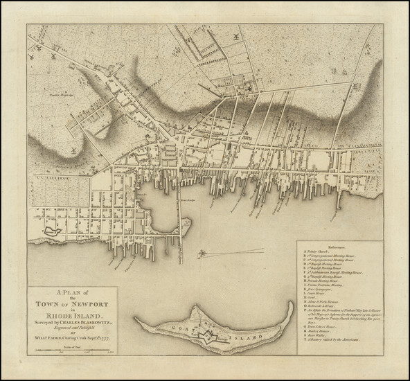 3-New England, Rhode Island and American Revolution Map By William Faden