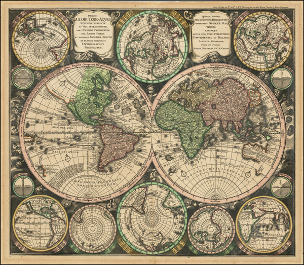 11-World and California as an Island Map By Matthaus Seutter