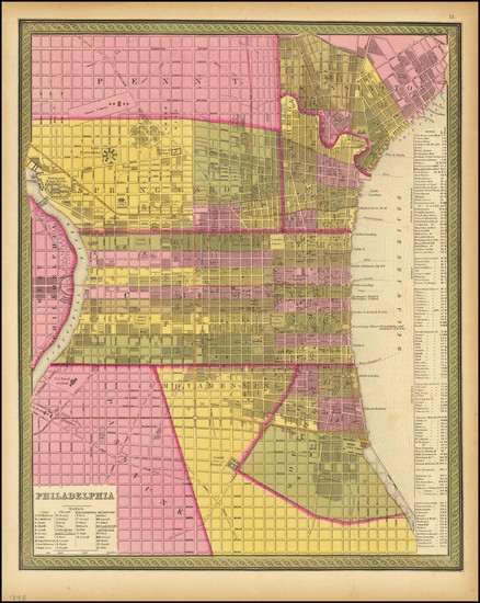 25-Philadelphia Map By Samuel Augustus Mitchell