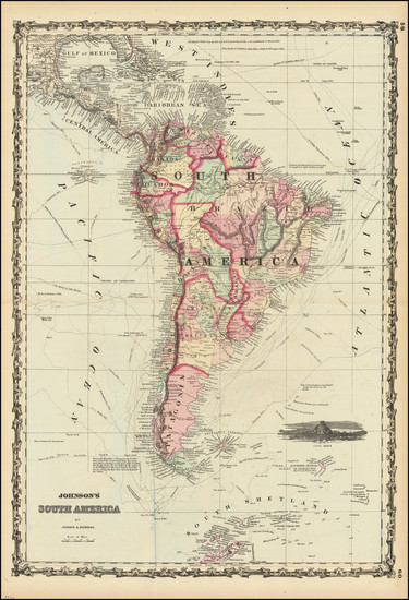 94-South America Map By Alvin Jewett Johnson  &  Ross C. Browning