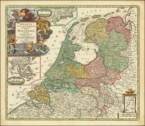 49-New England, New York City, New York State, Netherlands and Southeast Asia Map By Johann Baptis