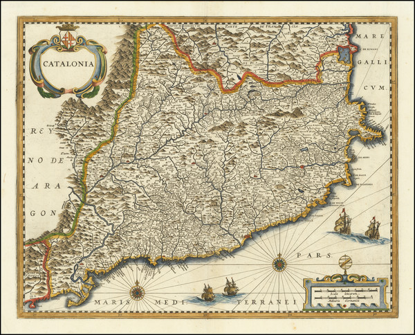 84-Catalonia Map By Willem Janszoon Blaeu