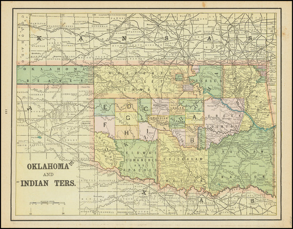 5-Oklahoma & Indian Territory Map By George F. Cram