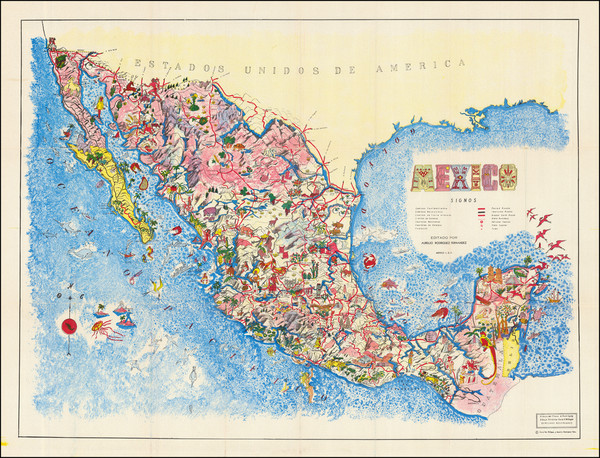 59-Mexico and Pictorial Maps Map By Cora Van Millingen