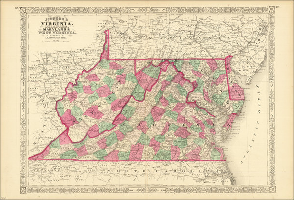 14-Maryland, Delaware, West Virginia and Virginia Map By Alvin Jewett Johnson